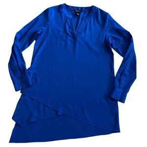 WHITE HOUSE BLACK MARKET ROYAL BLUE MID LEGNTH LIGHTWEIGHT V-NECK TUNIC SMALL